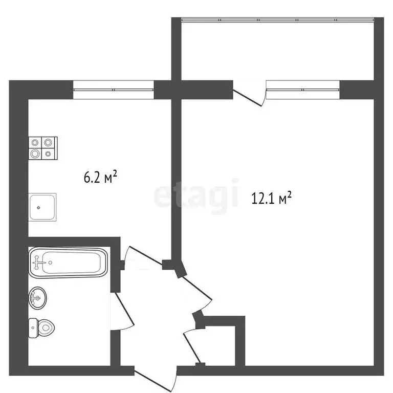 1-комнатная квартира: Таганрог, Большая Бульварная улица, 9-4 (29 м) - Фото 1