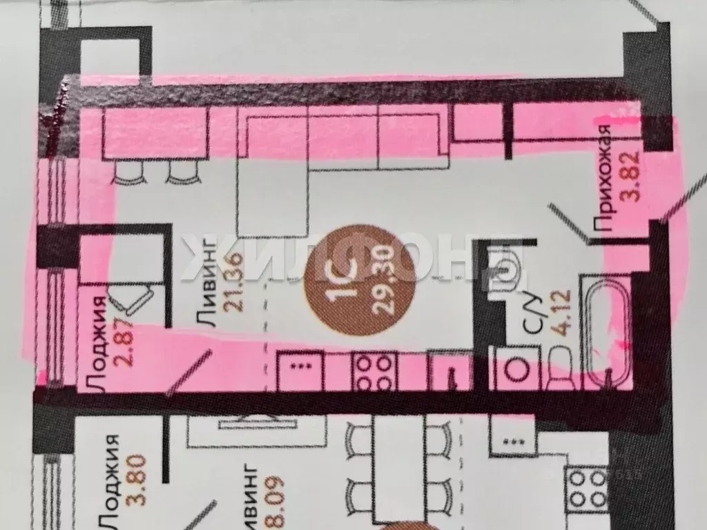 1-к кв. Томская область, Томск просп. Ленина, 206В (29.3 м) - Фото 1