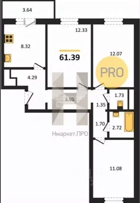 3-к кв. Челябинская область, Челябинский городской округ, пос. ... - Фото 2