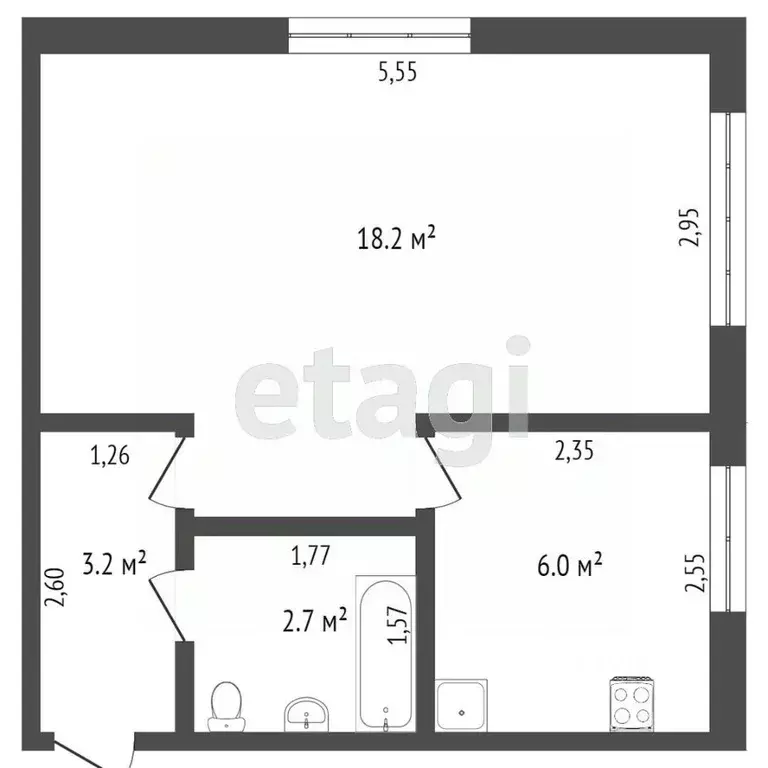 1-к кв. Тюменская область, Тюмень Ямская ул., 59 (30.3 м) - Фото 1