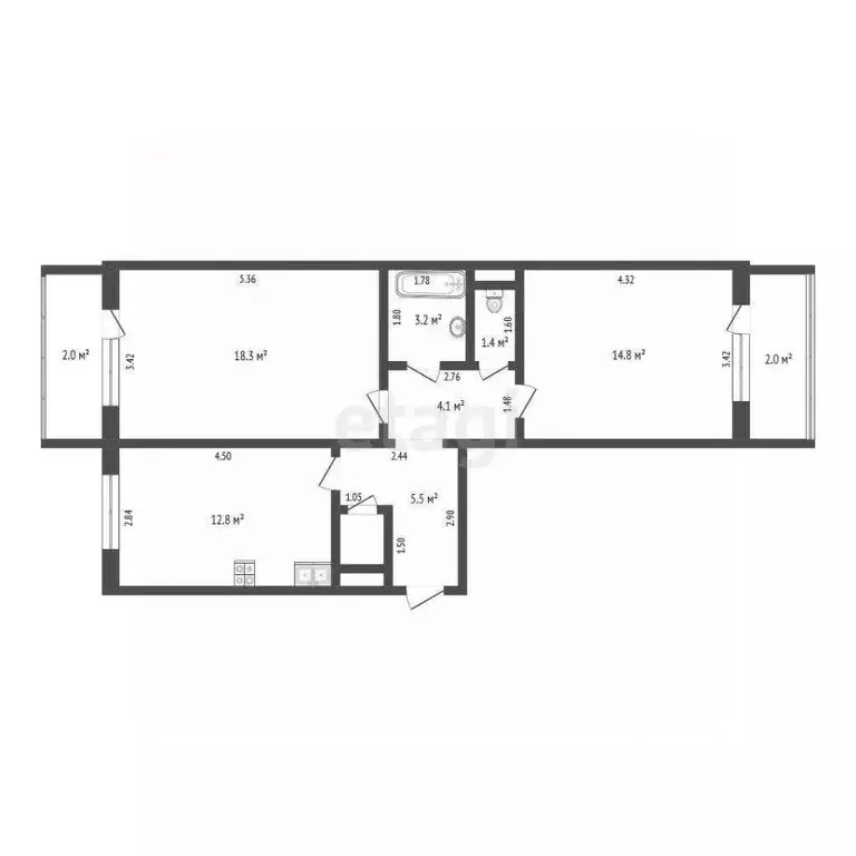 2-к кв. Мордовия, Саранск ул. Веселовского, 48А (61.2 м) - Фото 1