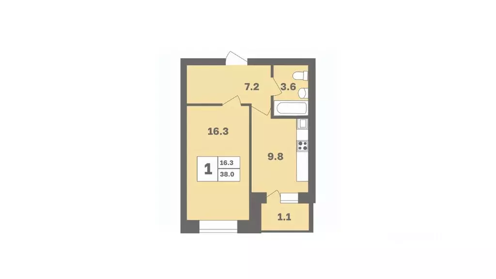 1-к кв. Башкортостан, Уфа Дагестанская ул., лит13 (38.0 м) - Фото 1