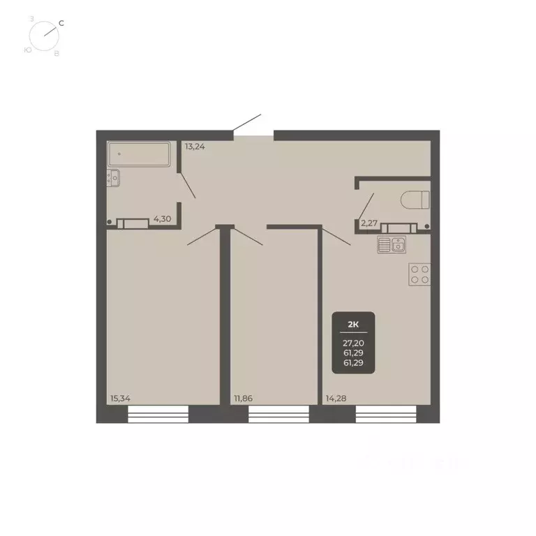 2-к кв. Новосибирская область, Новосибирск Автогенная ул., 75 (60.5 м) - Фото 0