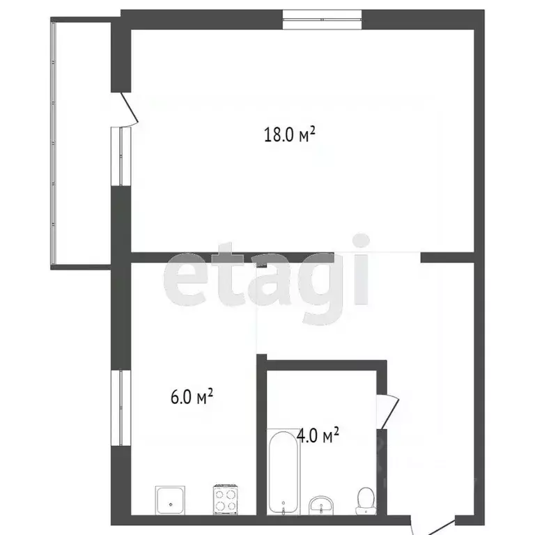 1-к кв. Татарстан, Набережные Челны пос. ЗЯБ, 6/11 кв-л,  (42.1 м) - Фото 2