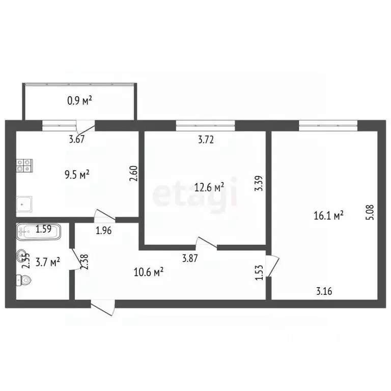 2-к кв. Алтайский край, Новоалтайск ул. Анатолия, 94 (52.5 м) - Фото 2