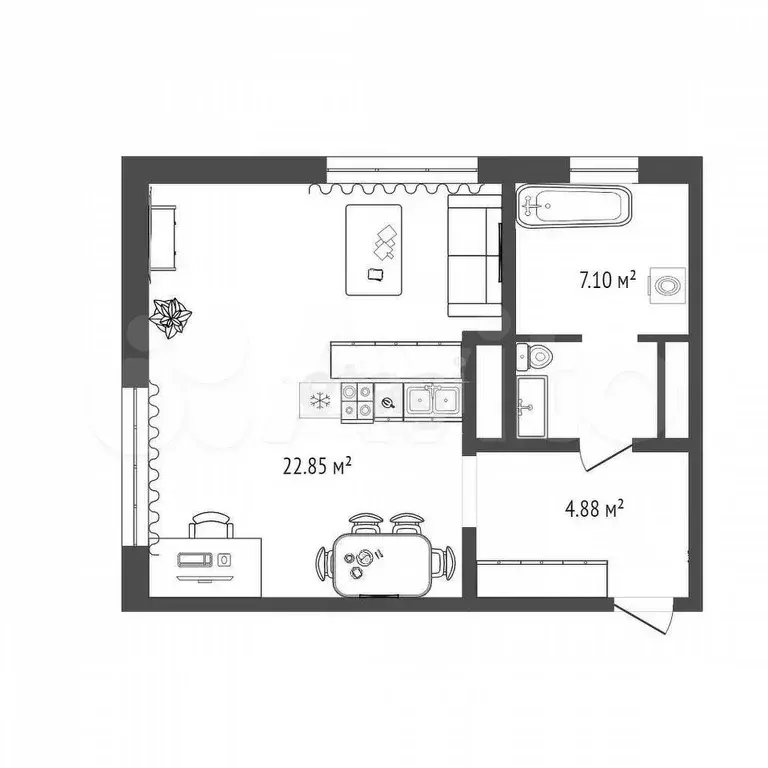 Квартира-студия, 35,7 м, 8/15 эт. - Фото 0