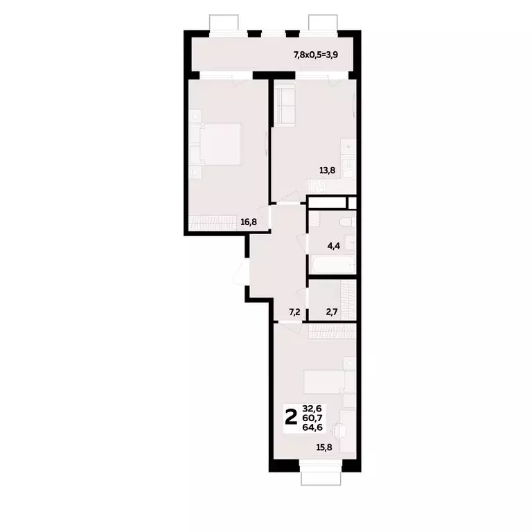 2-комнатная квартира: аул Новая Адыгея, Бжедугская улица (64.6 м) - Фото 0