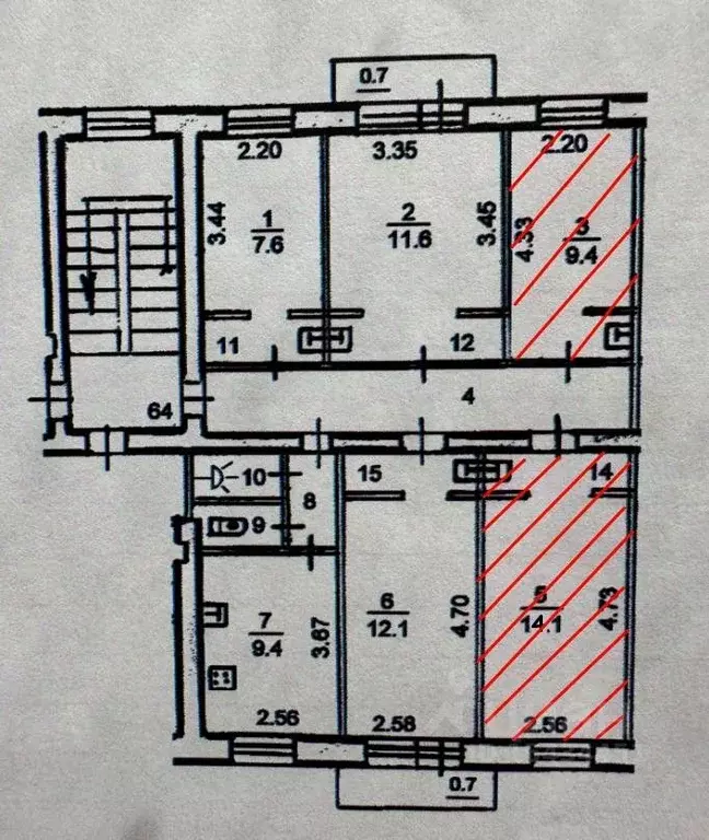 Комната Псковская область, Псков ул. Гагарина, 13 (14.0 м) - Фото 2