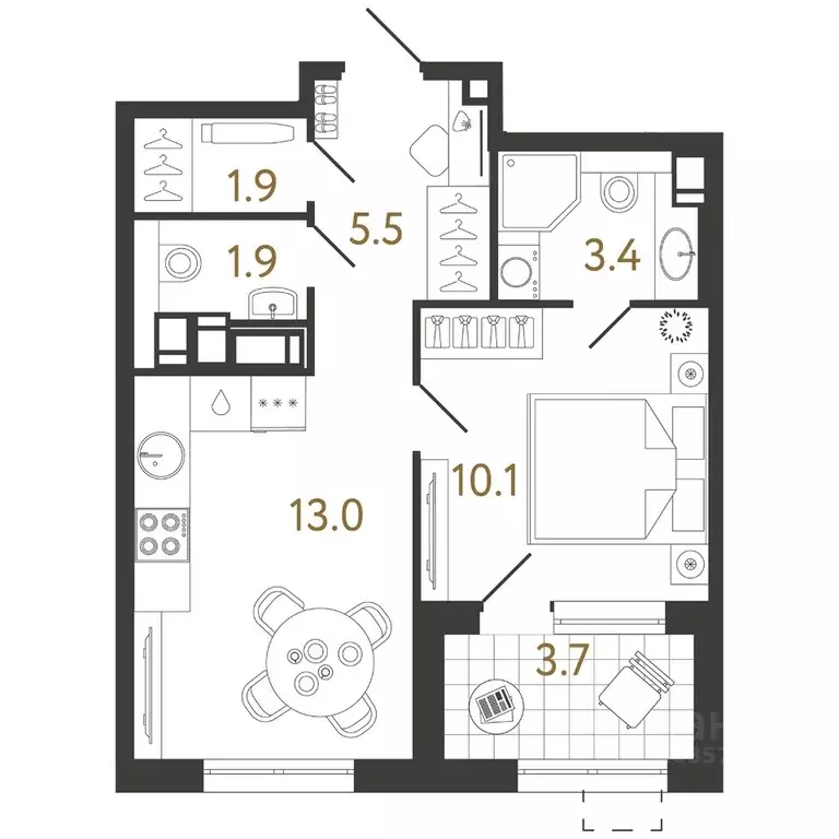 1-к кв. Санкт-Петербург ул. Шостаковича, 8к2Б2 (35.8 м) - Фото 0