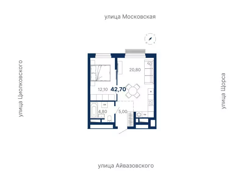 1-комнатная квартира: Екатеринбург, Московская улица, 251 (42.7 м) - Фото 0
