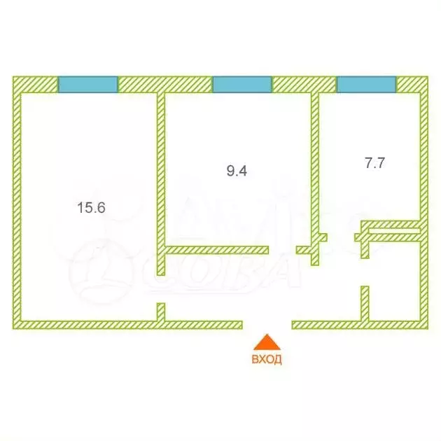 2-к. квартира, 46 м, 3/8 эт. - Фото 0