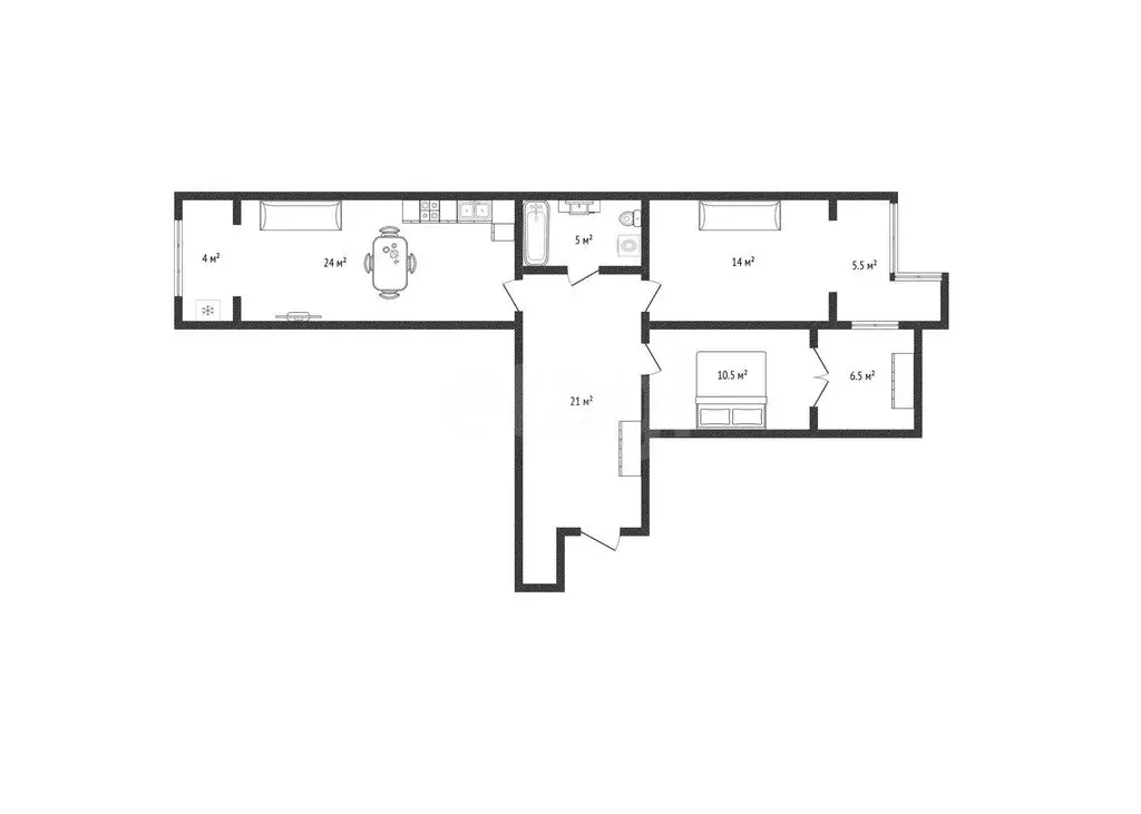 3-комнатная квартира: Махачкала, проспект Петра I, 89 (93 м) - Фото 1