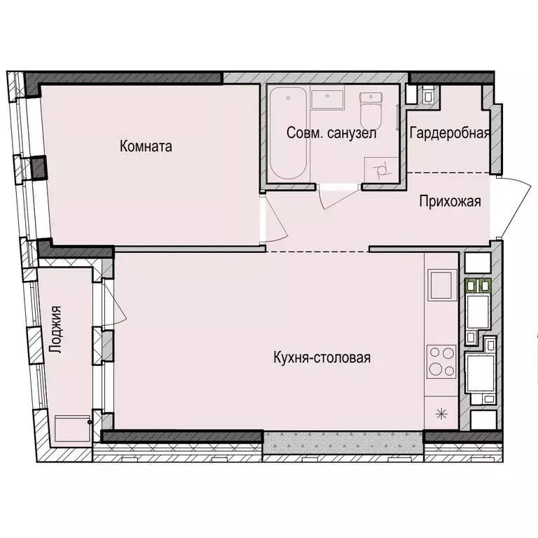 1-комнатная квартира: Казань, жилой район Седьмое Небо, ЖК Унай (40.6 ... - Фото 0