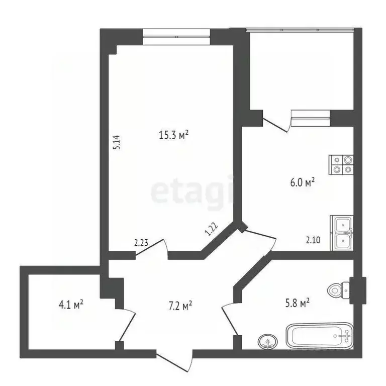 1-к кв. Крым, Саки ул. Санаторная (41.0 м) - Фото 2