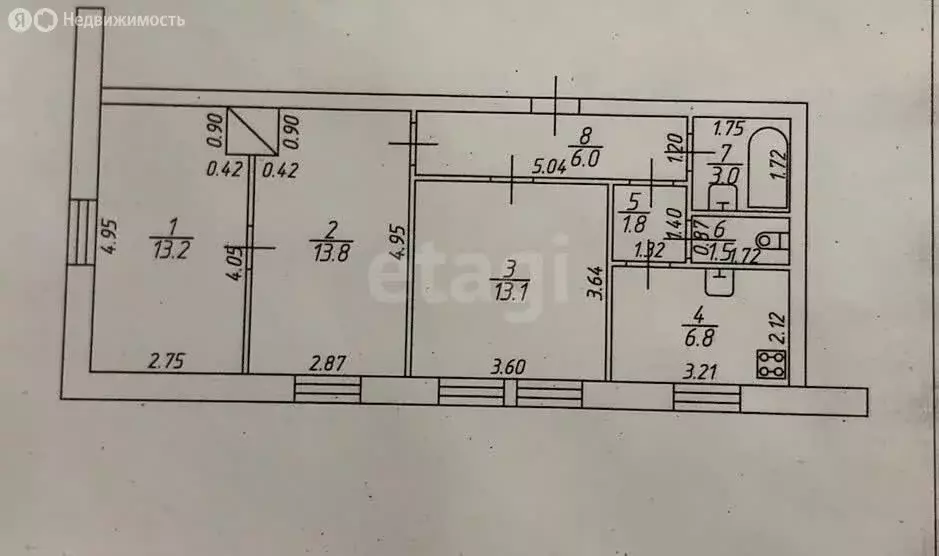 3-комнатная квартира: Казань, улица Академика Губкина, 18 (59.2 м) - Фото 1