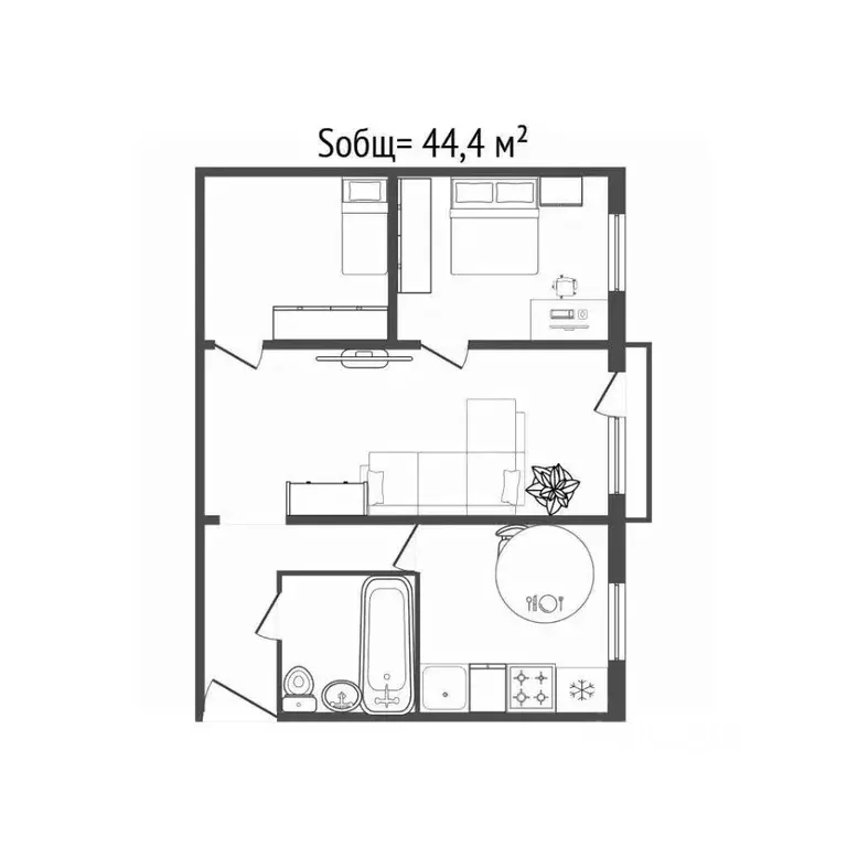 3-к кв. Брянская область, Брянск Литейная ул., 58 (44.4 м) - Фото 1