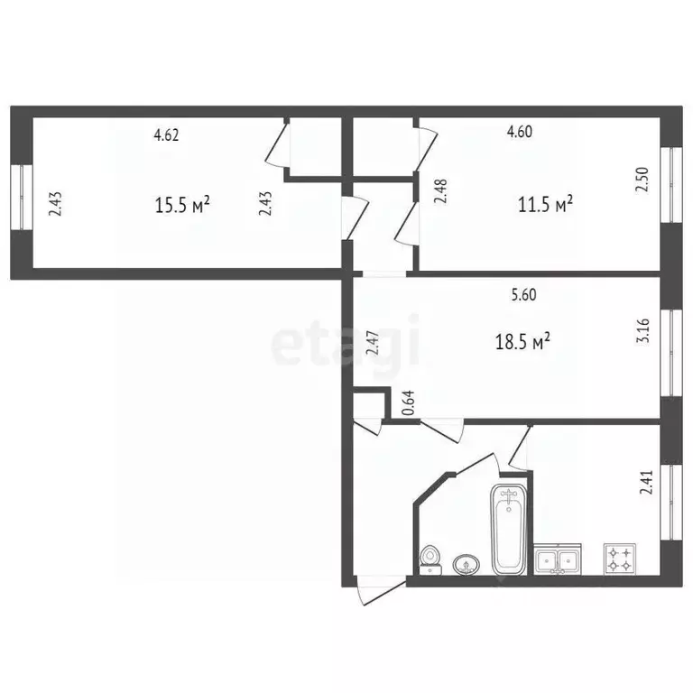 3-к кв. Санкт-Петербург бул. Красных Зорь, 12 (57.3 м) - Фото 1