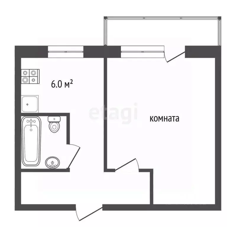 1-к кв. Челябинская область, Челябинск Вязовая ул., 29 (30.0 м) - Фото 2