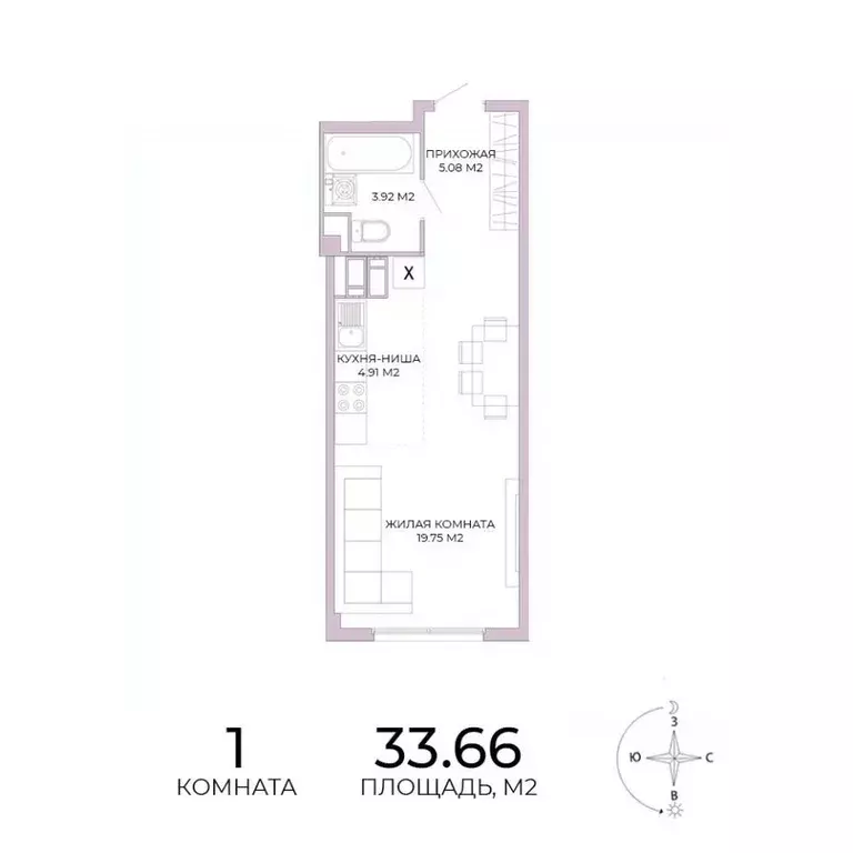 1-к кв. Пензенская область, Пенза Побочинская ул., с18 (33.66 м) - Фото 1