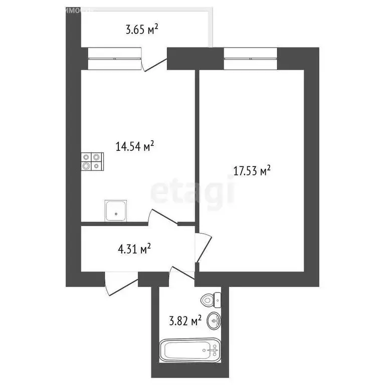 1-комнатная квартира: Самара, посёлок Мехзавод, 1-й квартал, 79 (43.85 ... - Фото 1