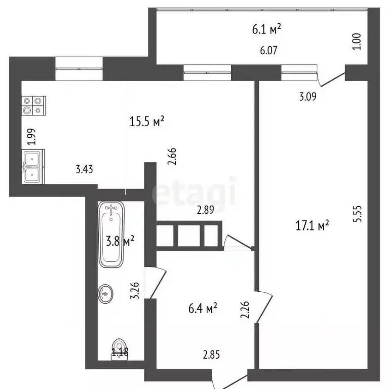 1-к кв. Смоленская область, Смоленский муниципальный округ, д. ... - Фото 2
