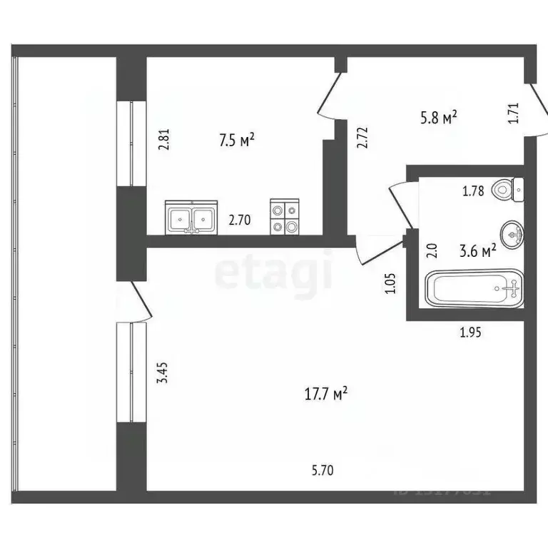 1-к кв. Ямало-Ненецкий АО, Новый Уренгой просп. Мира, 24 (34.6 м) - Фото 1