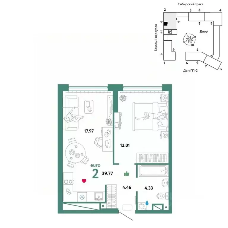 2-к кв. Свердловская область, Екатеринбург Сибирский мкр, Жилой ... - Фото 0