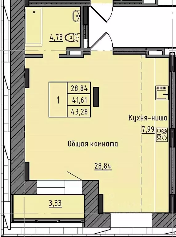 1-к кв. саха (якутия), якутск 37-й кв-л, (43.28 м) - Фото 0