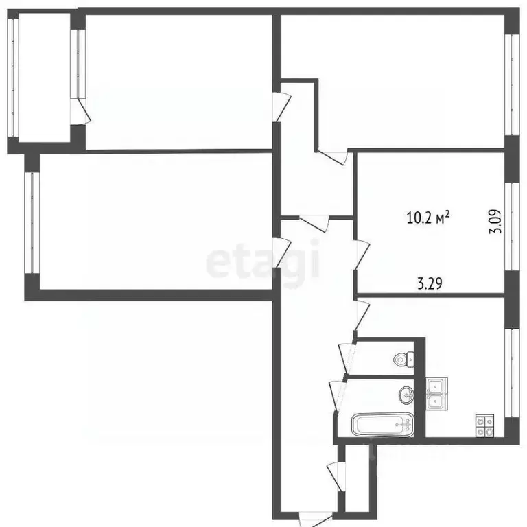 Комната Санкт-Петербург ул. Турку, 9К3 (10.2 м) - Фото 2