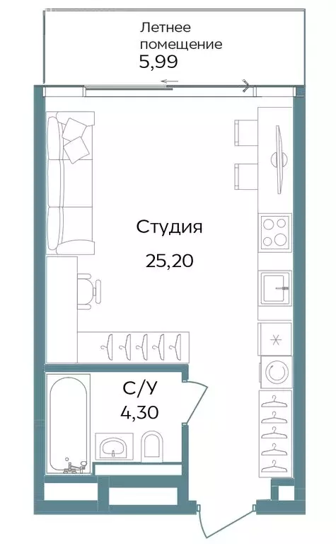 Квартира-студия: Республика Крым, Саки, курортный кластер Темпо (35.49 ... - Фото 0