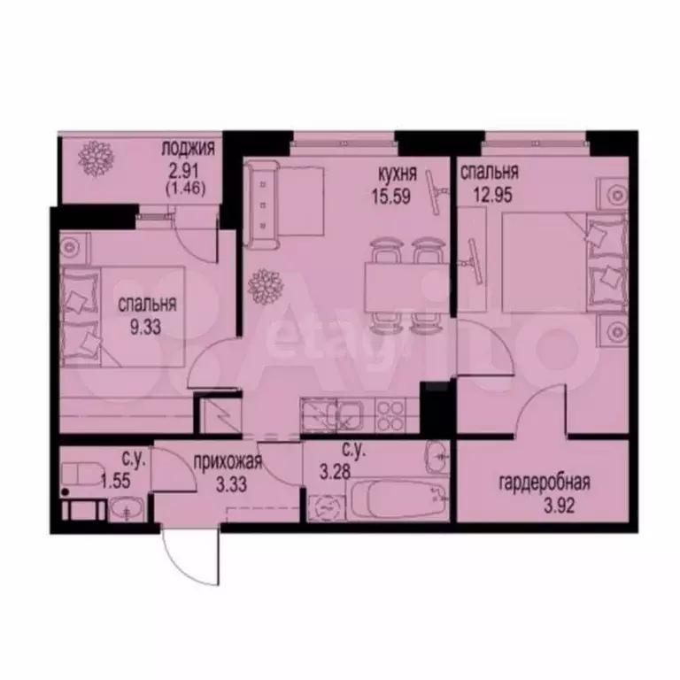 2-к. квартира, 49,1 м, 9/12 эт. - Фото 0
