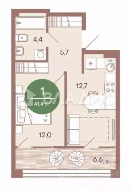 1-к кв. Пензенская область, Пенза ул. Измайлова, 38 (41.4 м) - Фото 2
