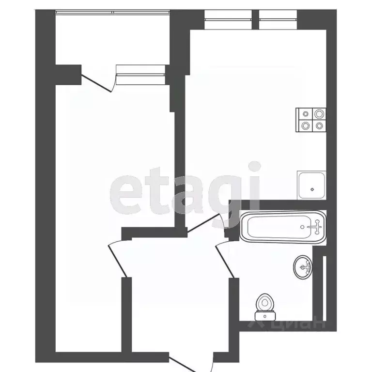 1-к кв. Тюменская область, Тюмень Полевая ул., 117к1 (33.5 м) - Фото 1