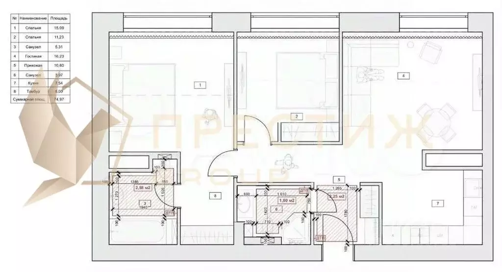 3-к кв. Москва Ленинградский просп., 36с30 (80.0 м) - Фото 1
