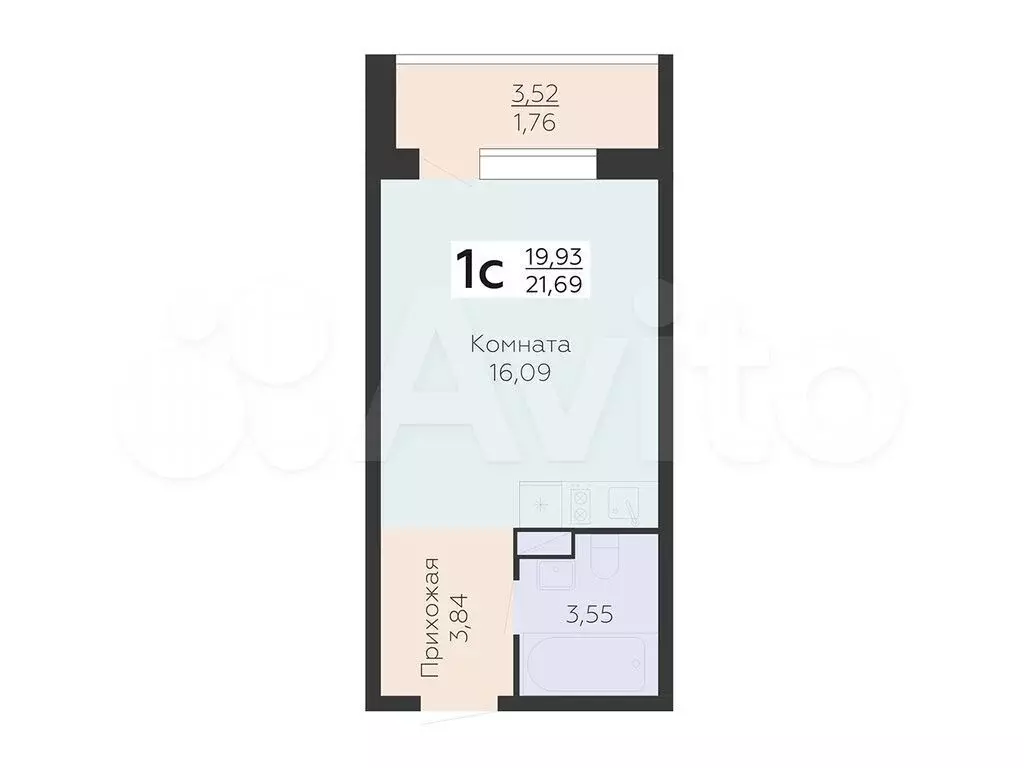 Квартира-студия, 21,7 м, 23/24 эт. - Фото 0