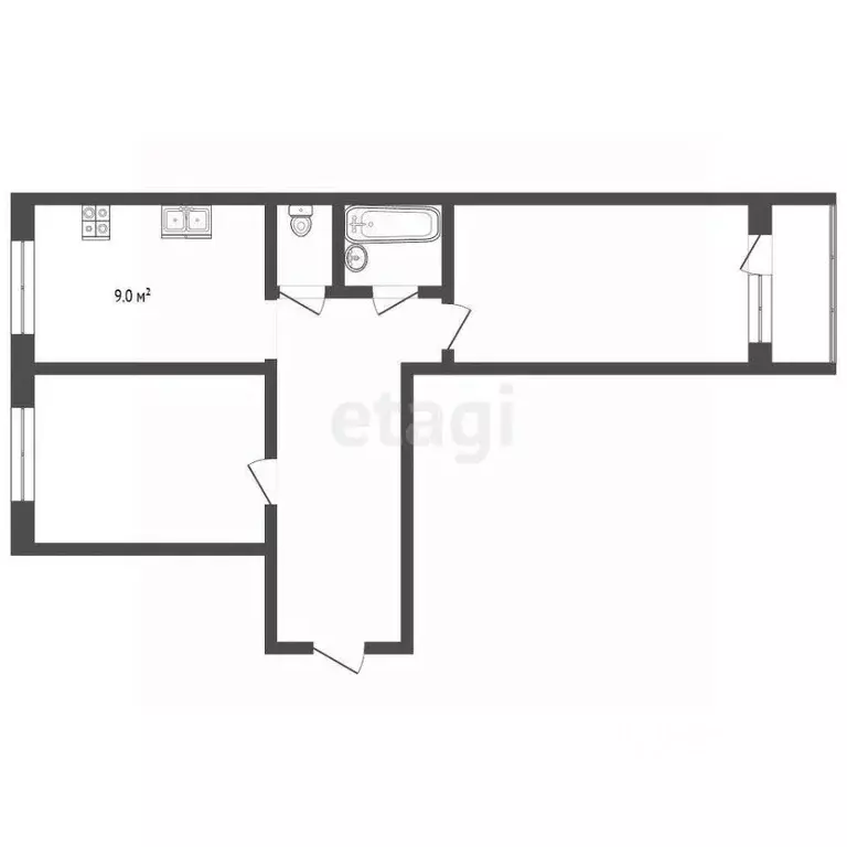 2-к кв. Ямало-Ненецкий АО, Муравленко Комсомольская ул., 2 (50.8 м) - Фото 2