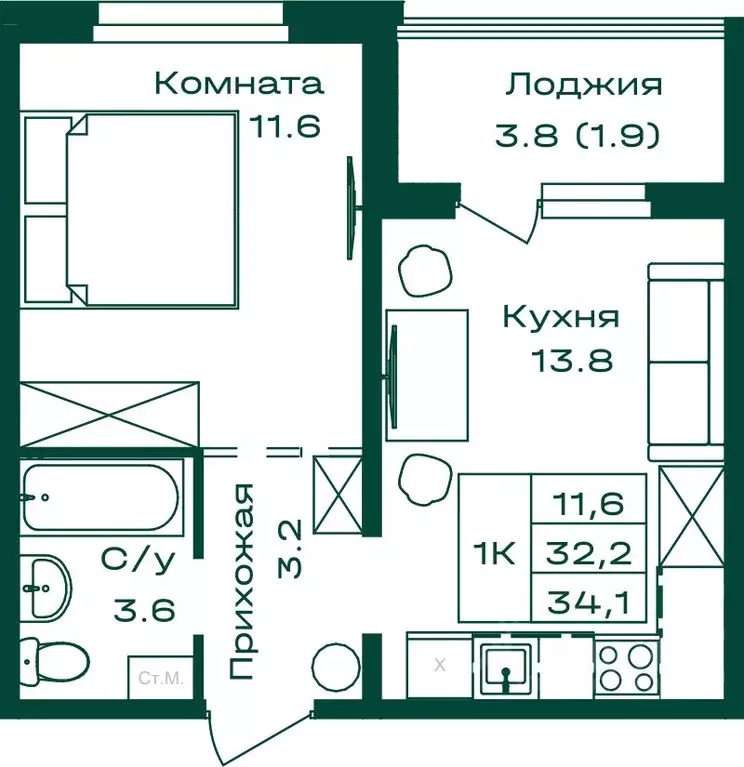 1-к кв. Алтай, Майминский район, с. Майма Алтайская ул., 2АК1 (34.1 м) - Фото 0