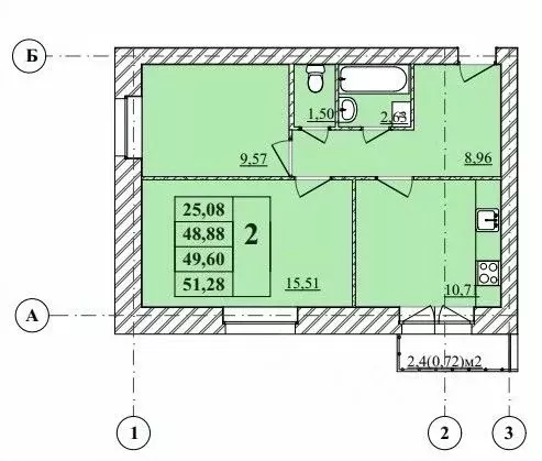 1-к кв. Ярославская область, Ярославль Тверицкая наб., 54Ак3 (51.28 м) - Фото 1