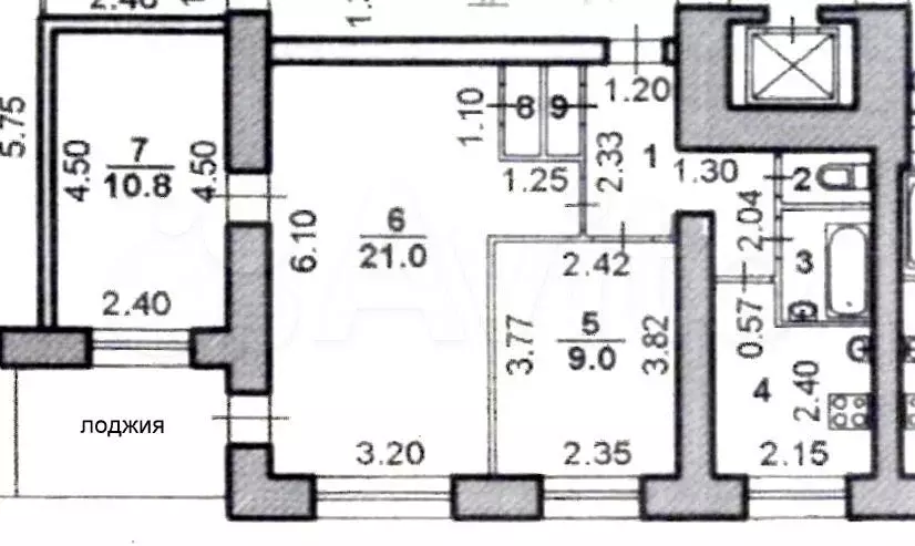 3-к. квартира, 58,7 м, 5/9 эт. - Фото 0