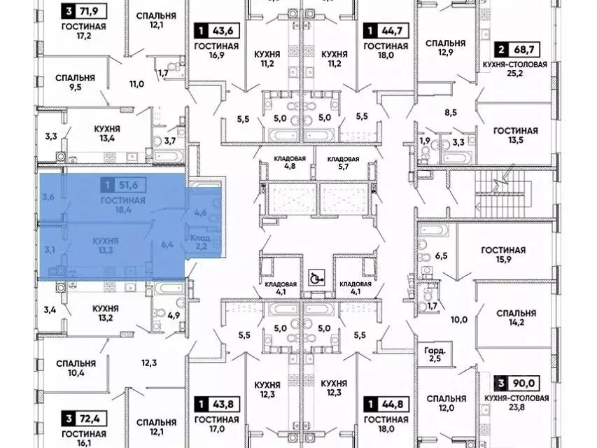 1-к кв. Ставропольский край, Ставрополь просп. Российский, 17к2 (50.8 ... - Фото 2