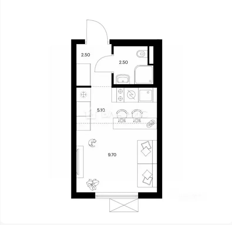 Студия Москва ул. Саларьевская, 13к1 (19.5 м) - Фото 2