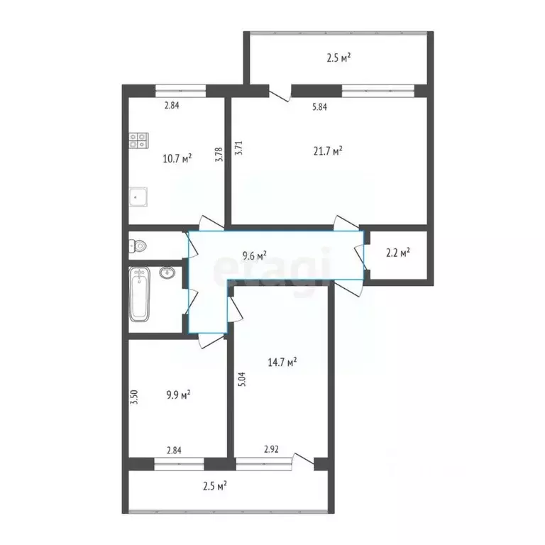 3-к кв. Татарстан, Набережные Челны пос. ЗЯБ, 19-й комплекс, 36 (72.7 ... - Фото 2