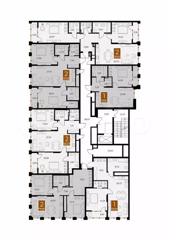 2-к. квартира, 71,6 м, 6/8 эт. - Фото 1