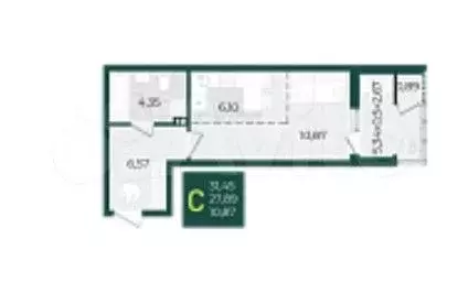 Квартира-студия, 31 м, 16/21 эт. - Фото 1