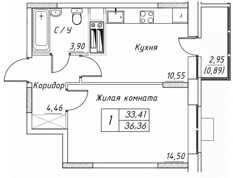 1-к кв. Московская область, Дмитров  (36.31 м) - Фото 0