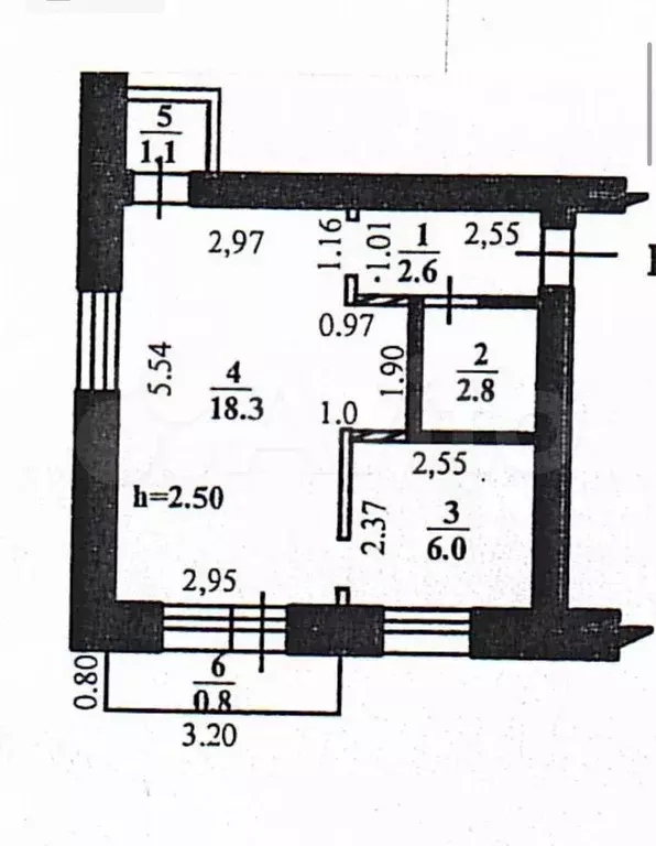 1-к. квартира, 30,8 м, 5/5 эт. - Фото 0