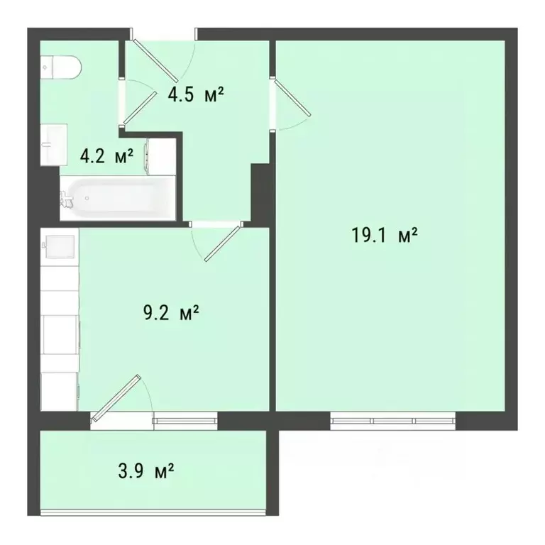 1-к кв. Омская область, Омск пос. Биофабрика, 18к1 (37.0 м) - Фото 0