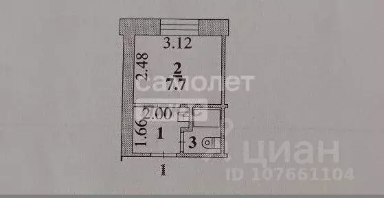 1-к кв. Липецкая область, Липецк Левобережная ул., 1 (12.4 м) - Фото 1