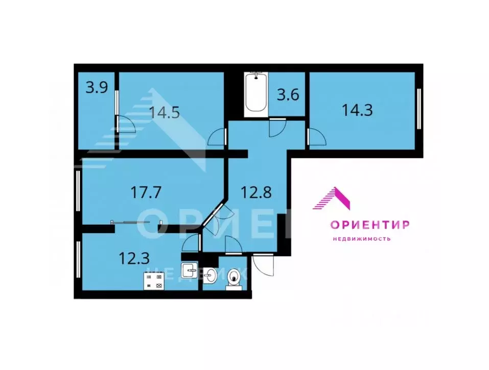 3-к кв. Свердловская область, Екатеринбург ул. Библиотечная, 45 (77.5 ... - Фото 2