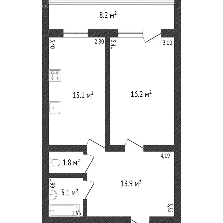 1-комнатная квартира: Тюмень, улица Салтыкова-Щедрина, 58 (52 м) - Фото 1